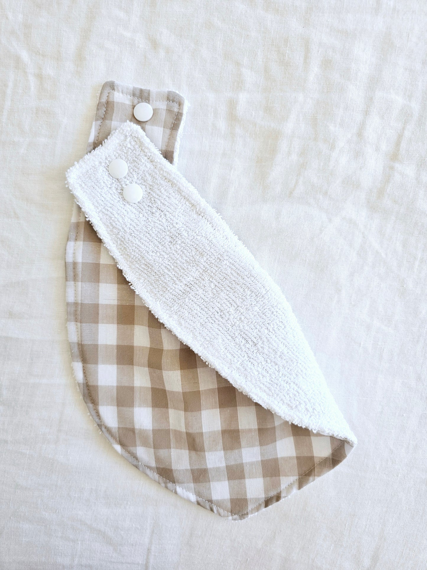 Beige Gingham Dribble Bib