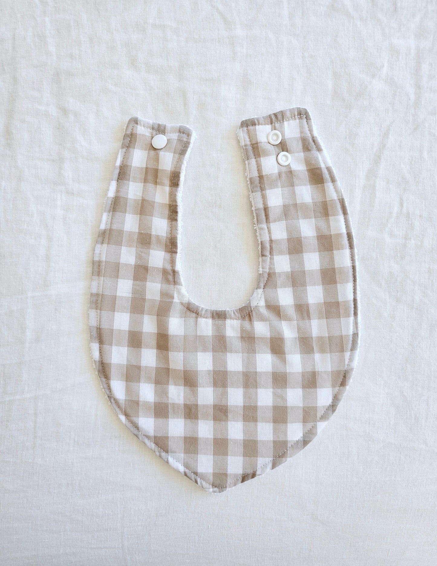Beige Gingham Dribble Bib